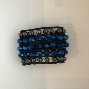 Blue Beaded Stretch Bracelet
